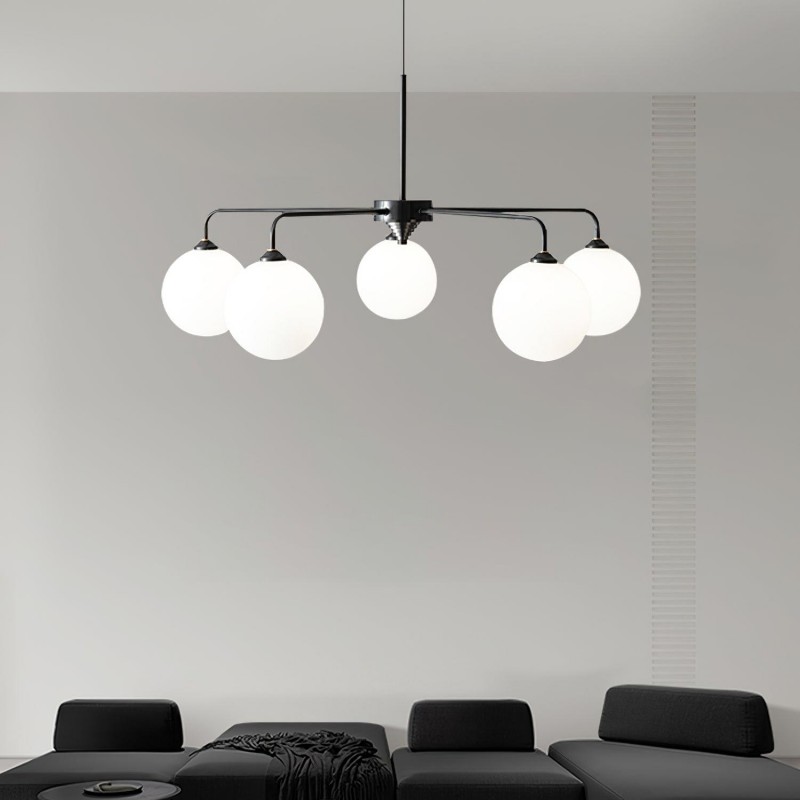 Maytoni Modern 5 Lights White Glass Globe Chandelier