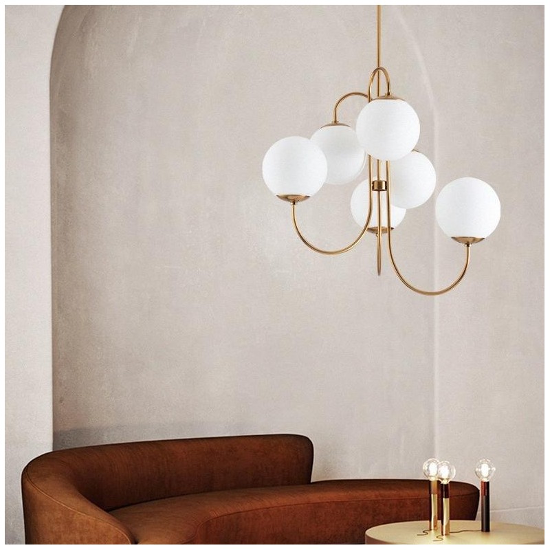 Vekton Vintage Glass Globe Gooseneck Chandelier