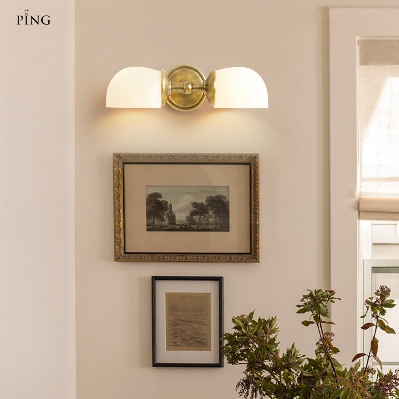 Valor Rustic Metal Double White Glass Wall Sconce