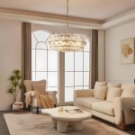 AuroraLux Gold-leaf Round Glass Chandelier