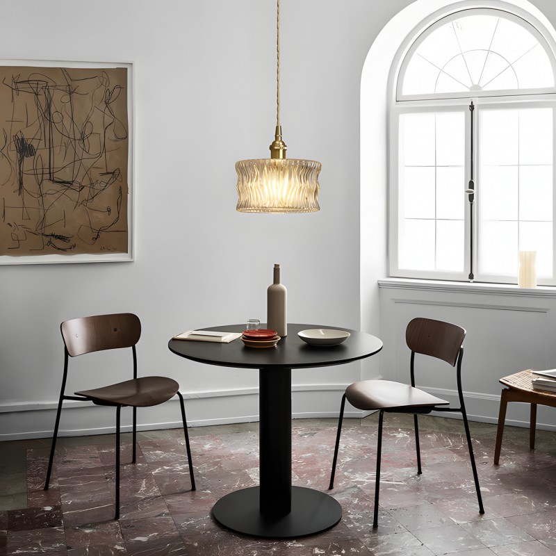 Roslyn Retro Stained Ribbed Glass Pendant Light