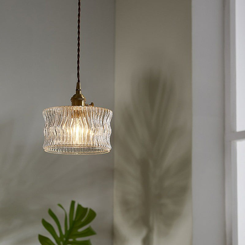 Roslyn Retro Stained Ribbed Glass Pendant Light