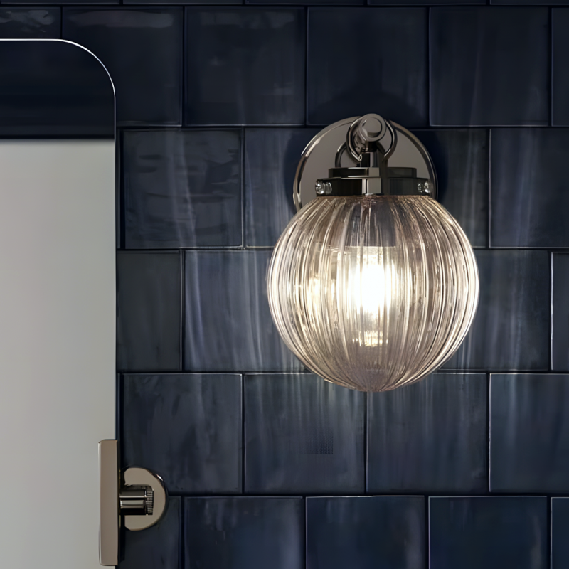 Briar Rustic Cooper Ribbed Glass Globe Sconce