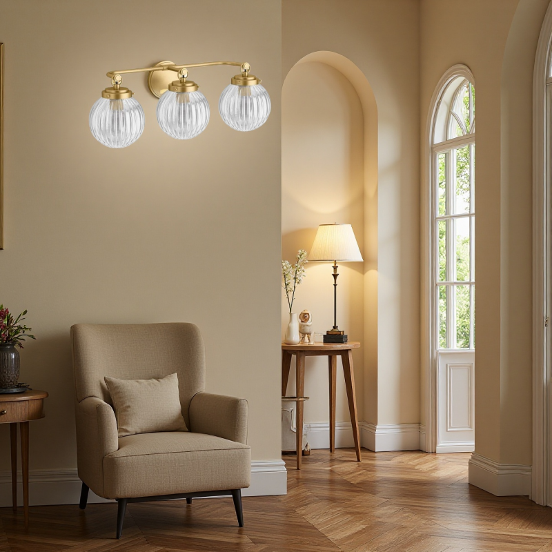 Briar Rustic Cooper Ribbed Glass Globe Sconce