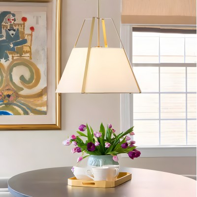 Zevran Farmhouse Metal Cone Fabric Pendant Light