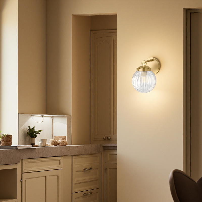 Briar Rustic Cooper Ribbed Glass Globe Sconce
