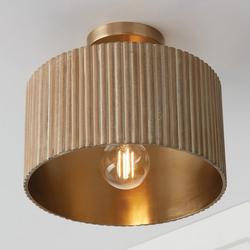 Jovani Farmhous Fluted Resin Drum Ceiling Light