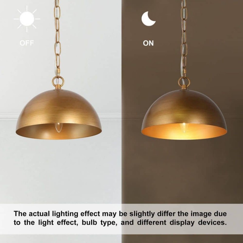 Meadow Farmhouse Brushed Gold Metal Dome Pendant Light