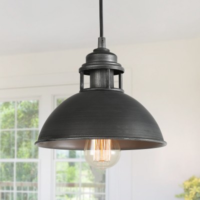 Hendon Industrial Matte Black Wrought Iron Dome Pendant Light
