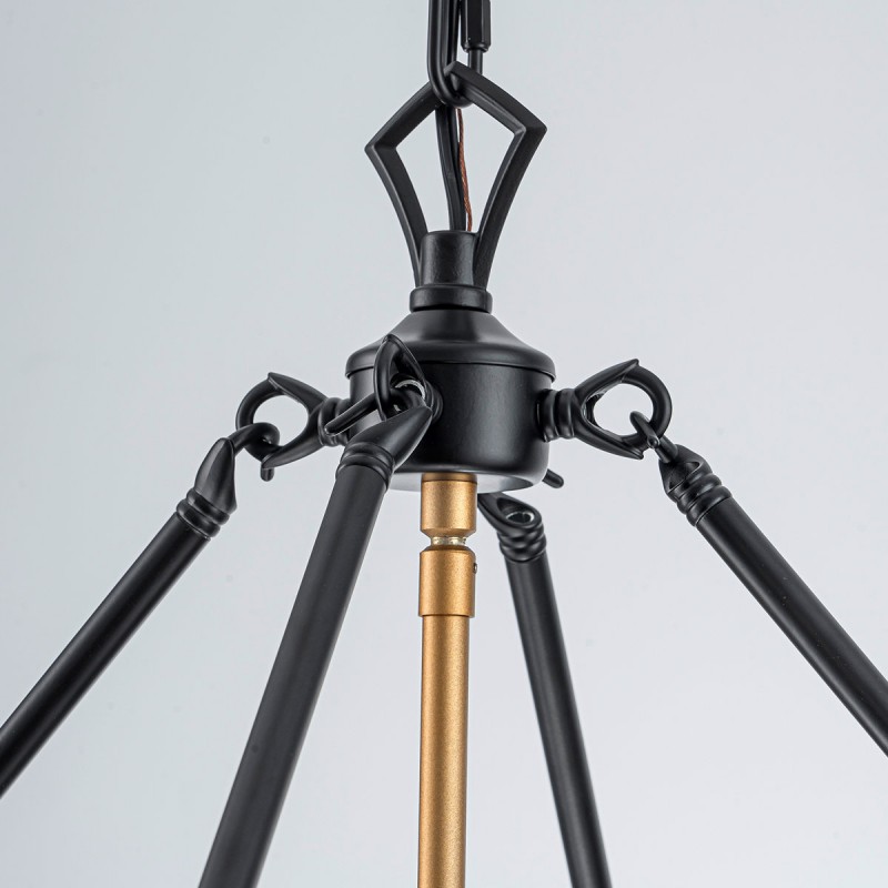 Merrick Metal Lantern Round Glass Chandelier