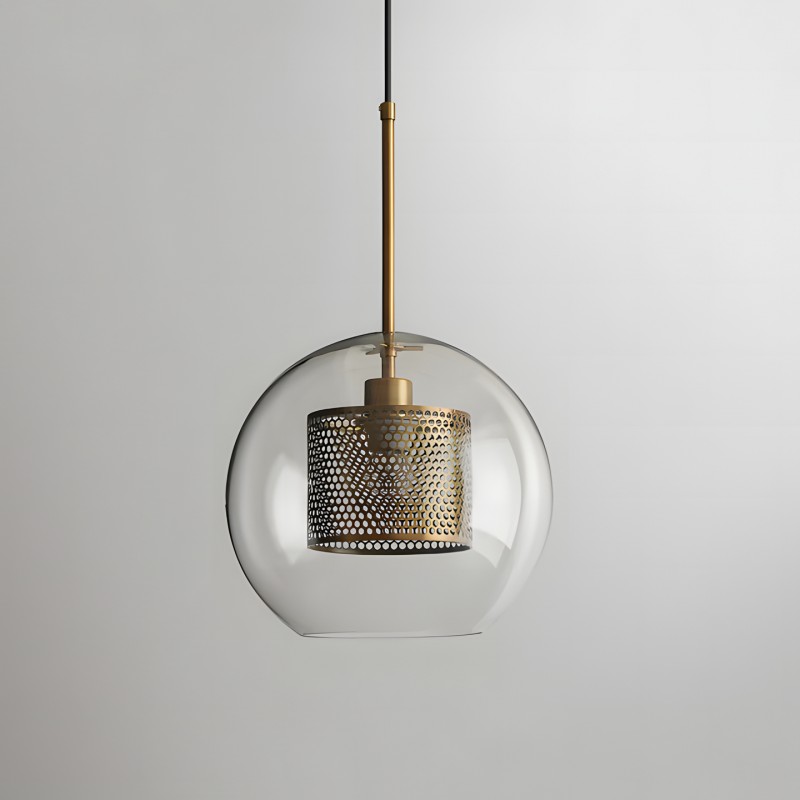 Linc Contemporary Globe Clear Glass Metal Pendant Light
