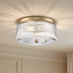 Pax Farmhouse Ribbed Glass Round Flush Mount Ceiling Light