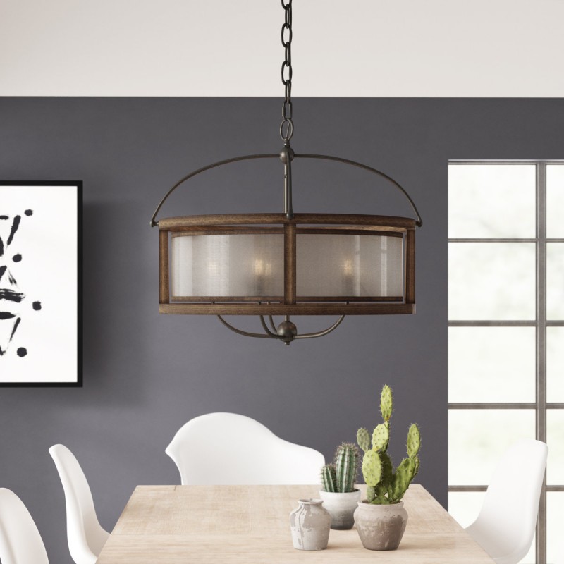 Aelric Farmhouse 5-Light Metal Frame Drum Chandelier