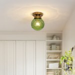 Ixionis Vintage Engraved Pattern Globe Glass Flush Mount Ceiling Light