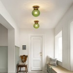 Ixionis Vintage Engraved Pattern Globe Glass Flush Mount Ceiling Light