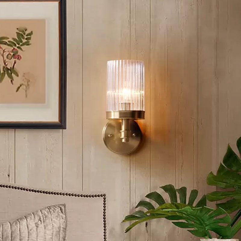 Nicky Vintage Cylinder Transparent Glass Wall Light