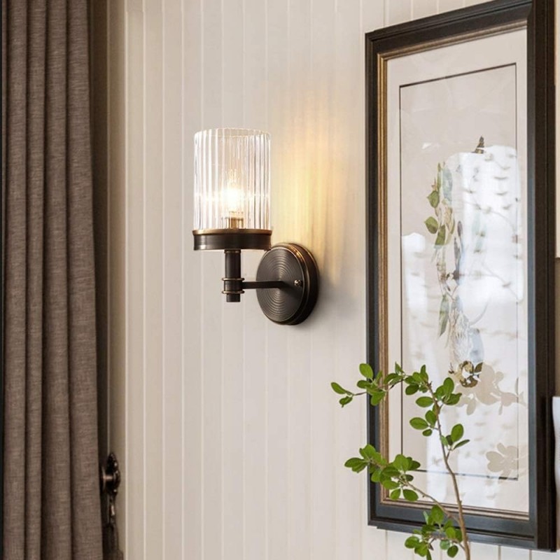 Nicky Vintage Cylinder Transparent Glass Wall Light