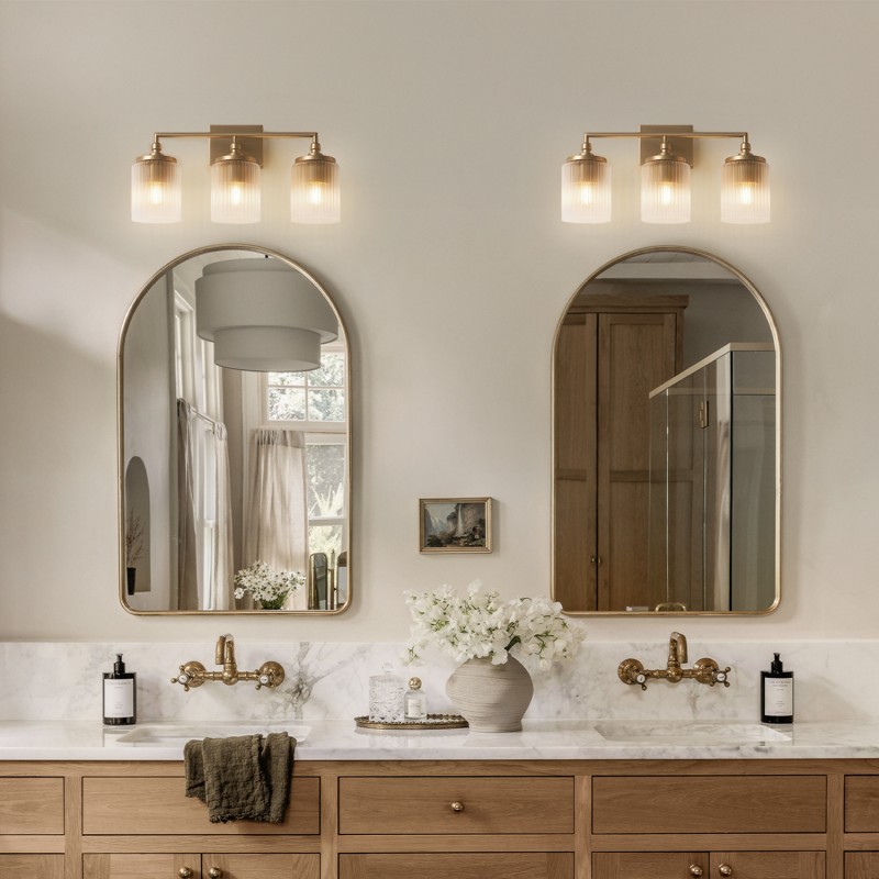 Cerys Modern 3-Light Ribbed Glass Cylinder Sconce