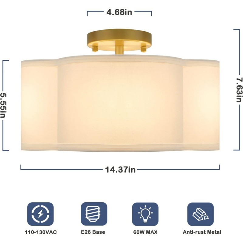 Lisi Modern Fabric Semi Flush Mount Ceiling Light