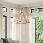 Jock French Gold Wagon Wheel Candle-Shaped Metal Chandelier