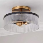 Karen Minimalist Glass Ribbed Semi Flush Ceiling Light