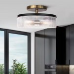 Karen Minimalist Glass Ribbed Semi Flush Ceiling Light