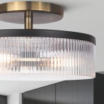Karen Minimalist Glass Ribbed Semi Flush Ceiling Light