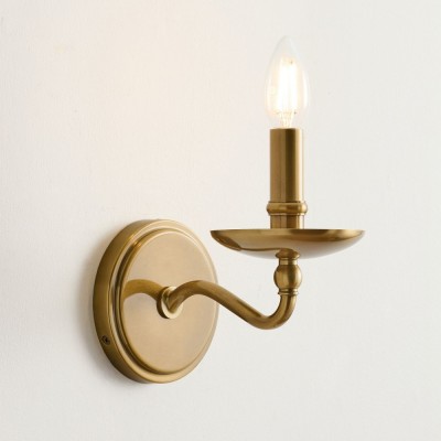 Calvert Vintage Candle Shape Metal 1/2 Light Wall Light