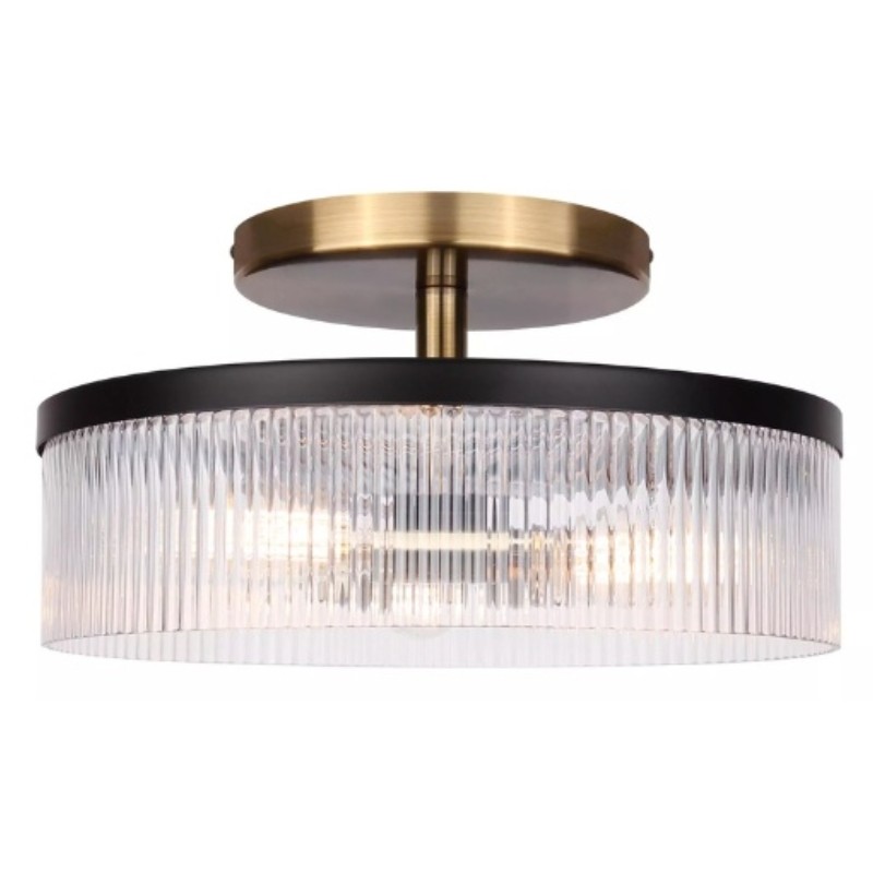 Karen Minimalist Glass Ribbed Semi Flush Ceiling Light