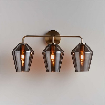 Konig Minimalist 3-Light Brass Glass Wall Light