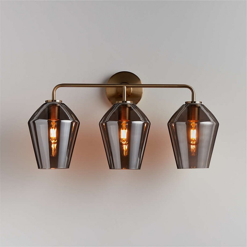 Konig Minimalist 3-Light Brass Glass Wall Light