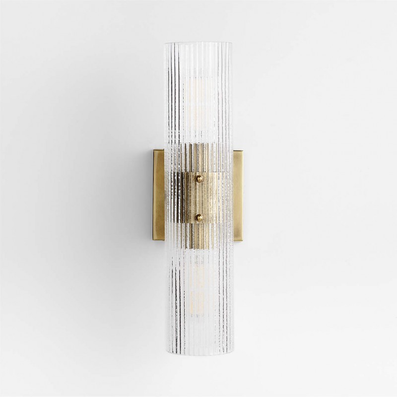 Joanna Modern 2/3 Light Ribbed Fluted Glass Wall Light
