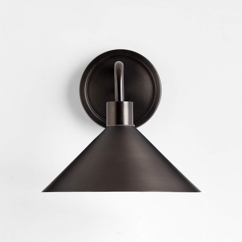 Kemp Industrial Black Brass Metal Indoor/Outdoor Wall Light