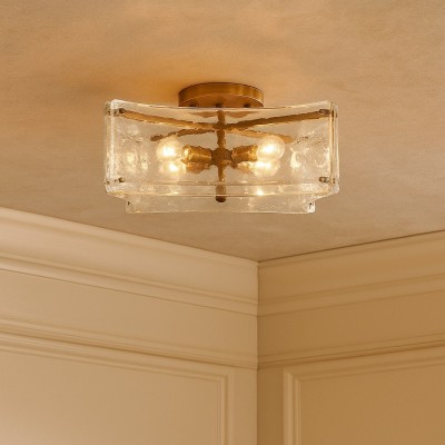 Luke Luxury 4-Light Textured Cast Glass Flush Mount Ceiling Light