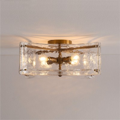 Luke Luxury 4-Light Textured Cast Glass Flush Mount Ceiling Light