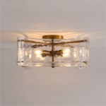 Pawson Minimalist Round Glass Brass Flush Mount Ceiling Light