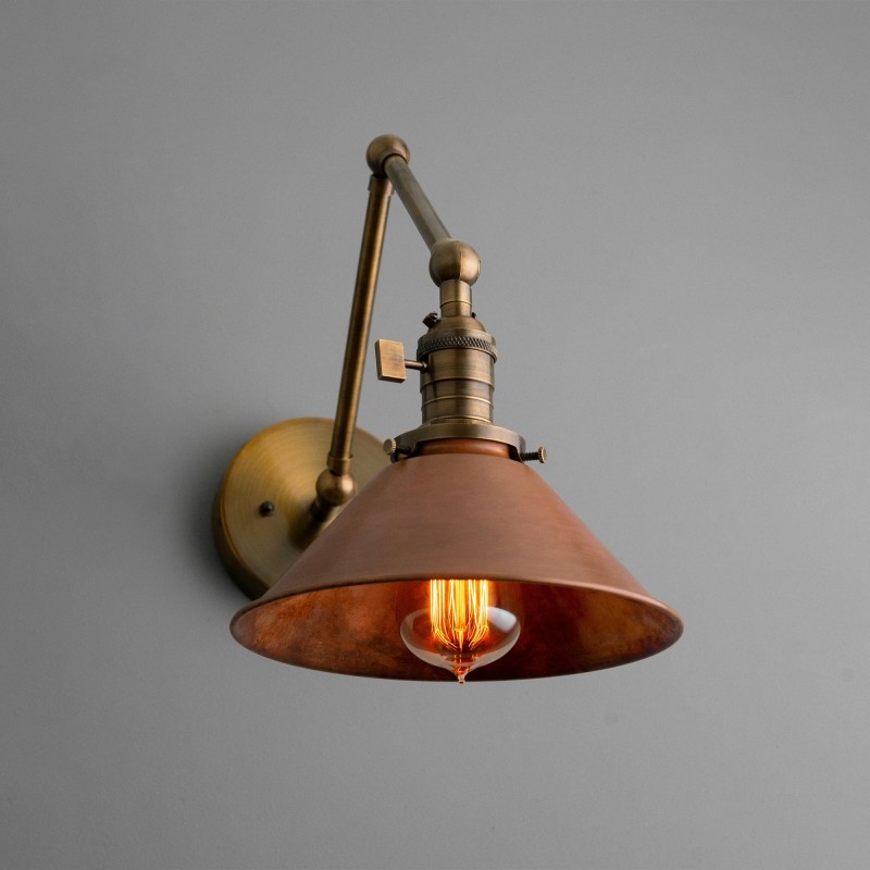 Hugo Industrial Metal Swing Arm Conical Wall Lilght