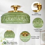 Santos Vintage Hand Carved Floral Clear Glass Semi Flush Mount Ceiling Light