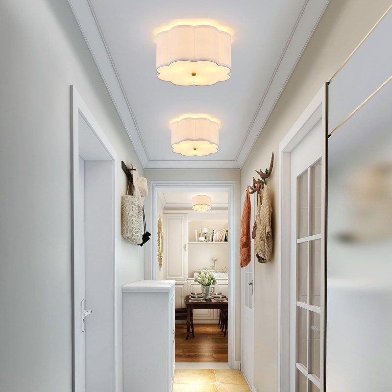 Halsey Fabric Floral Drum Shade Ceiling Light
