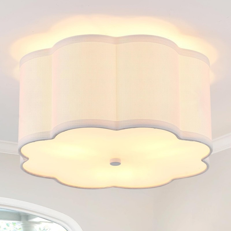 Halsey Fabric Floral Drum Shade Ceiling Light