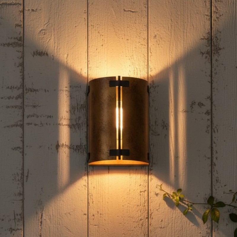Zoe Industrial Rustic Bronze Cylindrical Metal Wall Sconce