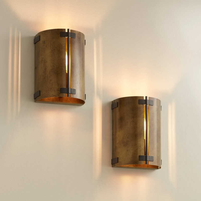 Zoe Industrial Rustic Bronze Cylindrical Metal Wall Sconce
