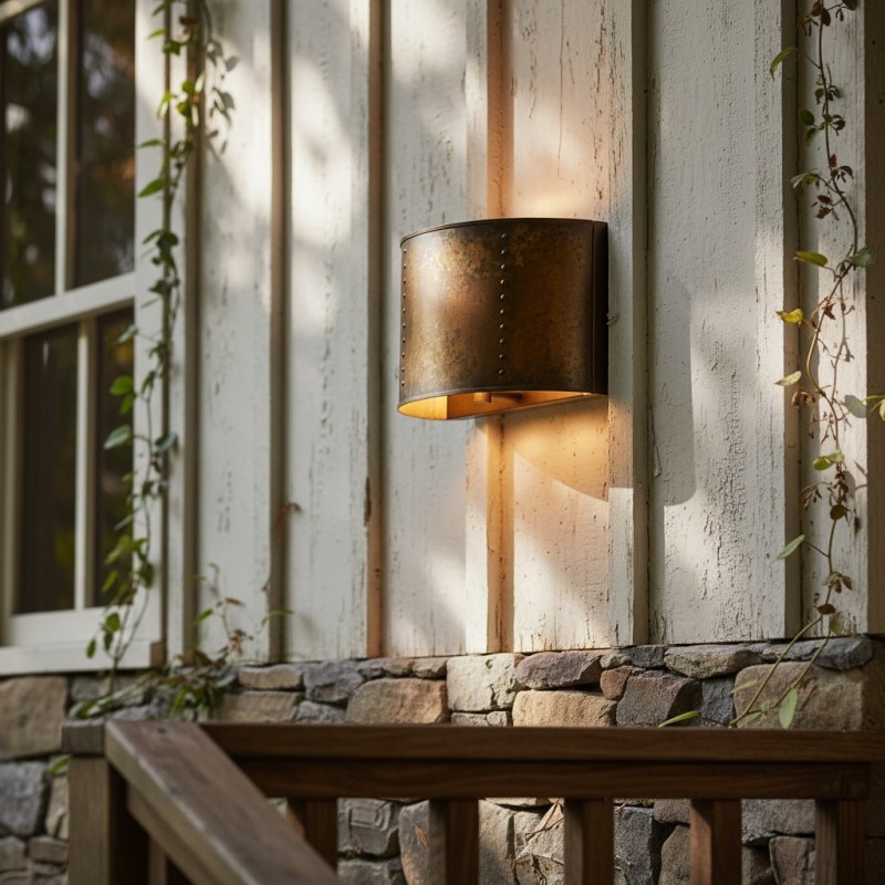 Sharon Industrial Textured Curve Brass Wall Light