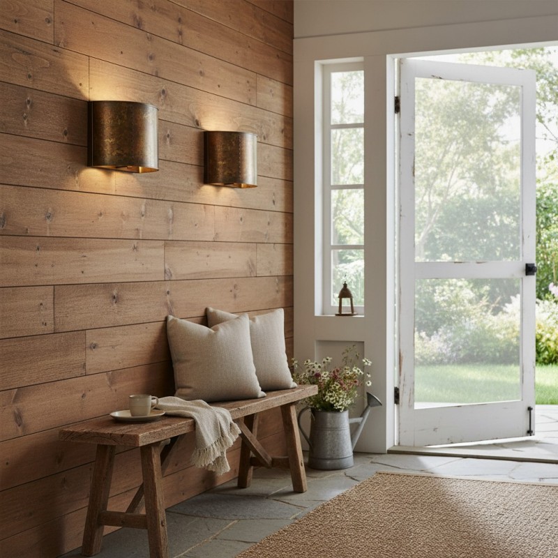 Sharon Industrial Textured Curve Brass Wall Light