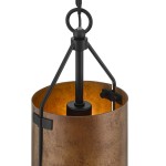 Grange Industrial Rustic Bronze Cylinder Pendant Light