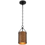 Grange Industrial Rustic Bronze Cylinder Pendant Light