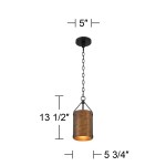 Grange Industrial Rustic Bronze Cylinder Pendant Light