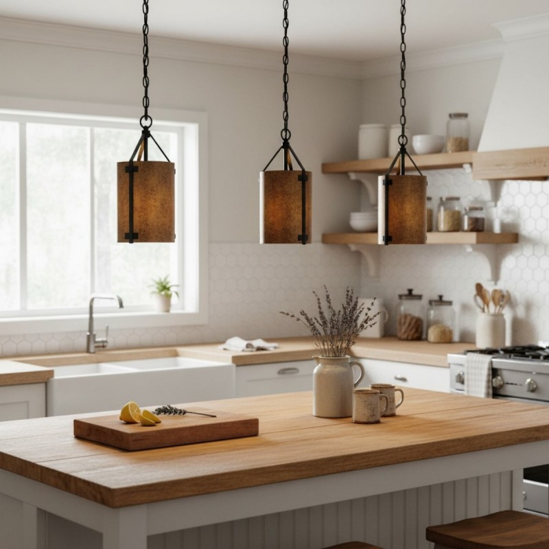 Grange Industrial Rustic Bronze Cylinder Pendant Light