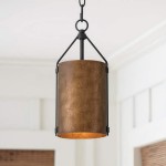 Kethor Mid Century Wood Hammered Glass Dome Pendant Light