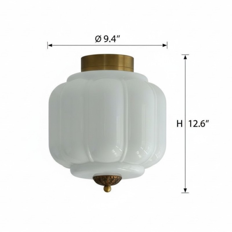 Conran Vintage Milk Glass Semi Flush Mount Eloise Ceiling Light